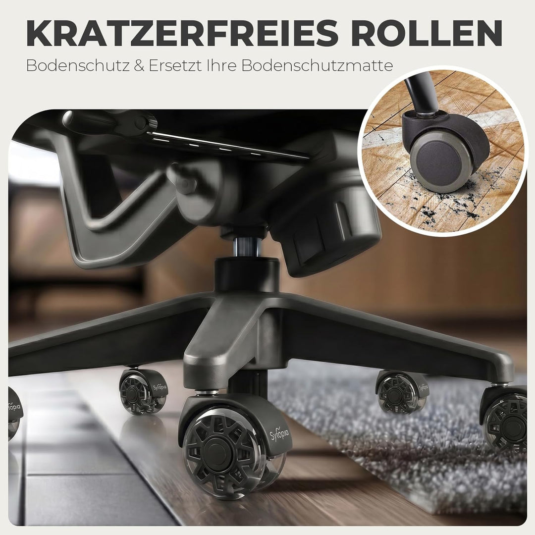 Sytopia 5er Set Bürostuhl Rollen 11x22MM, Grosse Gummirollen für Bürostühle, Perfekte Rollen für Tep