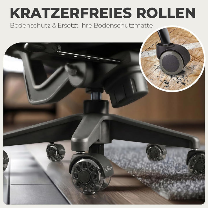 Sytopia 5er Set Bürostuhl Rollen 11x22MM, Grosse Gummirollen für Bürostühle, Perfekte Rollen für Tep
