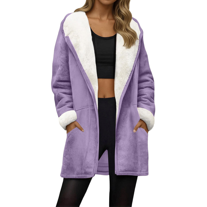 Ansenesna Winterjacke Damen Lang Warm Gefüttert Wintermantel Elegant Mit Kapuze Wildleder Jacke Wint