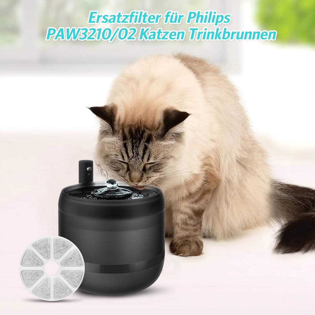 8stk Trinkbrunnen Filter für Philips Katzenbrunnen PAW3210/02, Aktivkohle Katzenfilter, Effizient Ka