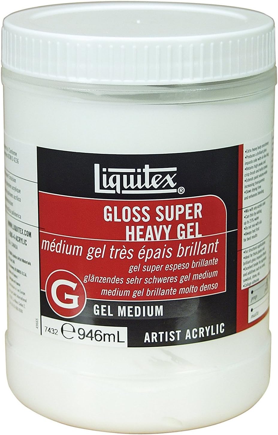 Liquitex 7432 Professional glänzendes sehr schweres Gel Medium für Acrylfarben, ideal für hohe Spitz