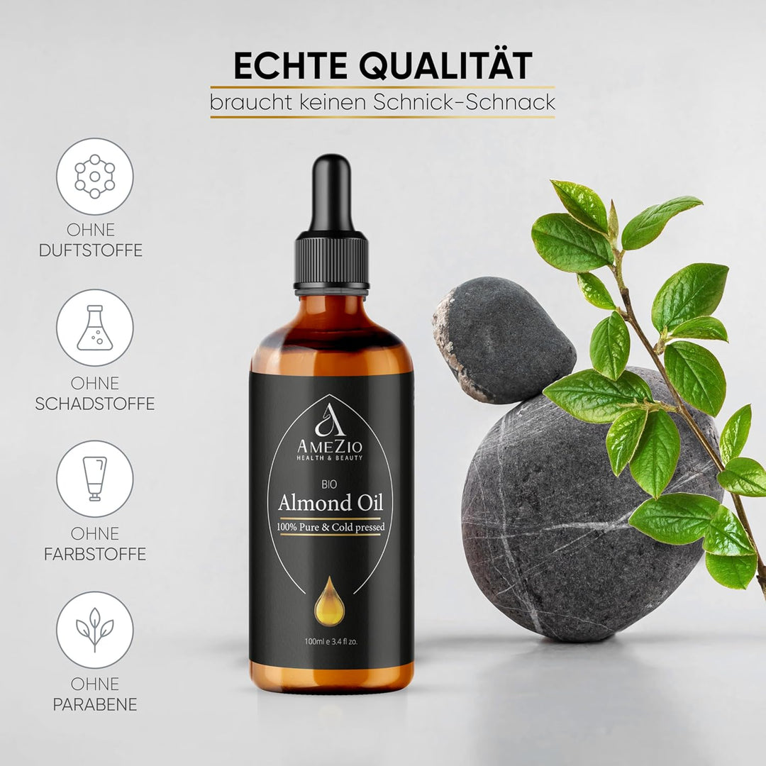 Mandelöl Bio Kaltgepresst I Für Haare, Gesicht, Körper, Haut I Mandelöl baby I 100% rein und nachhal