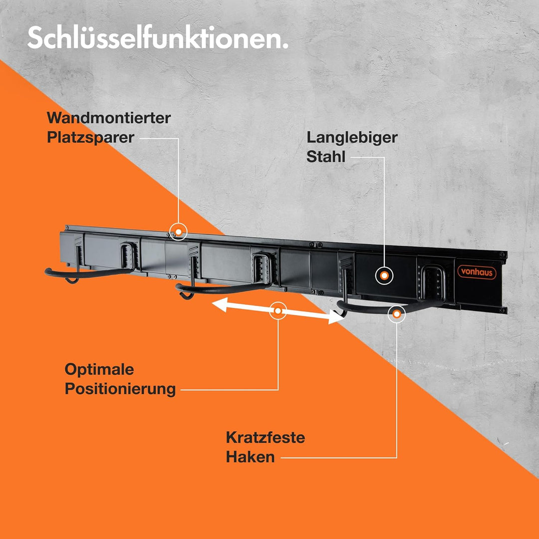 VonHaus Fahrrad Wandhalterung Set für 3 Fahrräder und 3 Helme – Platzsparende, vertikale Fahrradhalt