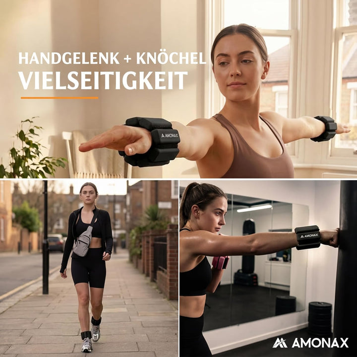 Amonax Gewichtsmanschetten Ankle Weights Set, Fitness Gewichte Für Beine Und Arme, 2x0,5kg Gewichte