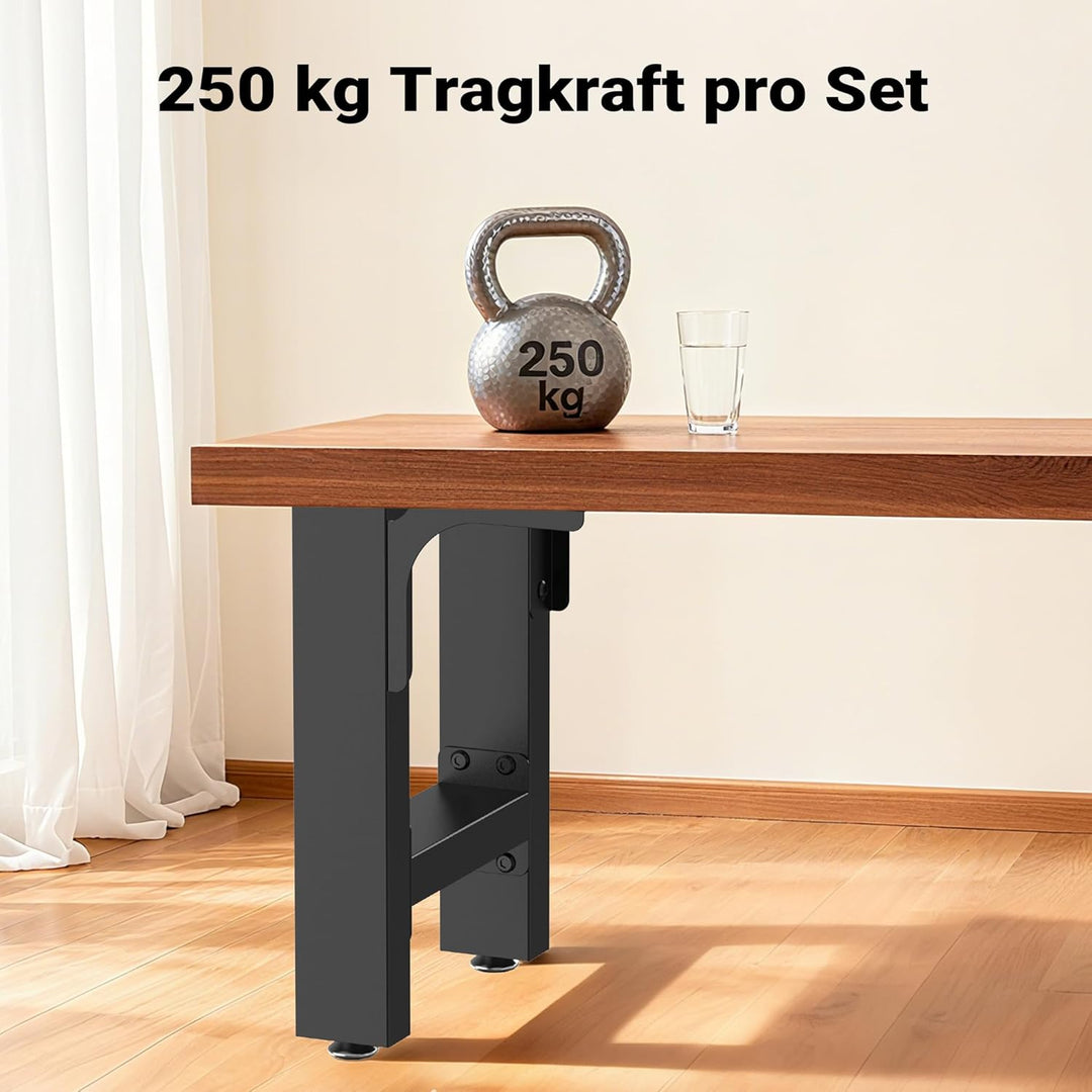 Wiltec Bankkufen aus Stahl 2er Set Vierkantrohren 30x43 cm schwarz pulverbeschichtet Bankgestell Ban