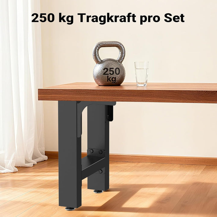 Wiltec Bankkufen aus Stahl 2er Set Vierkantrohren 30x43 cm schwarz pulverbeschichtet Bankgestell Ban