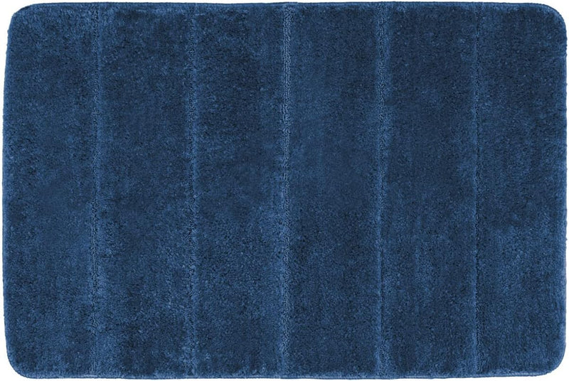 WENKO Badteppich Steps Marine Blue, 60 x 90 cm - Badematte, rutschhemmend, aussergewöhnlich weiche u