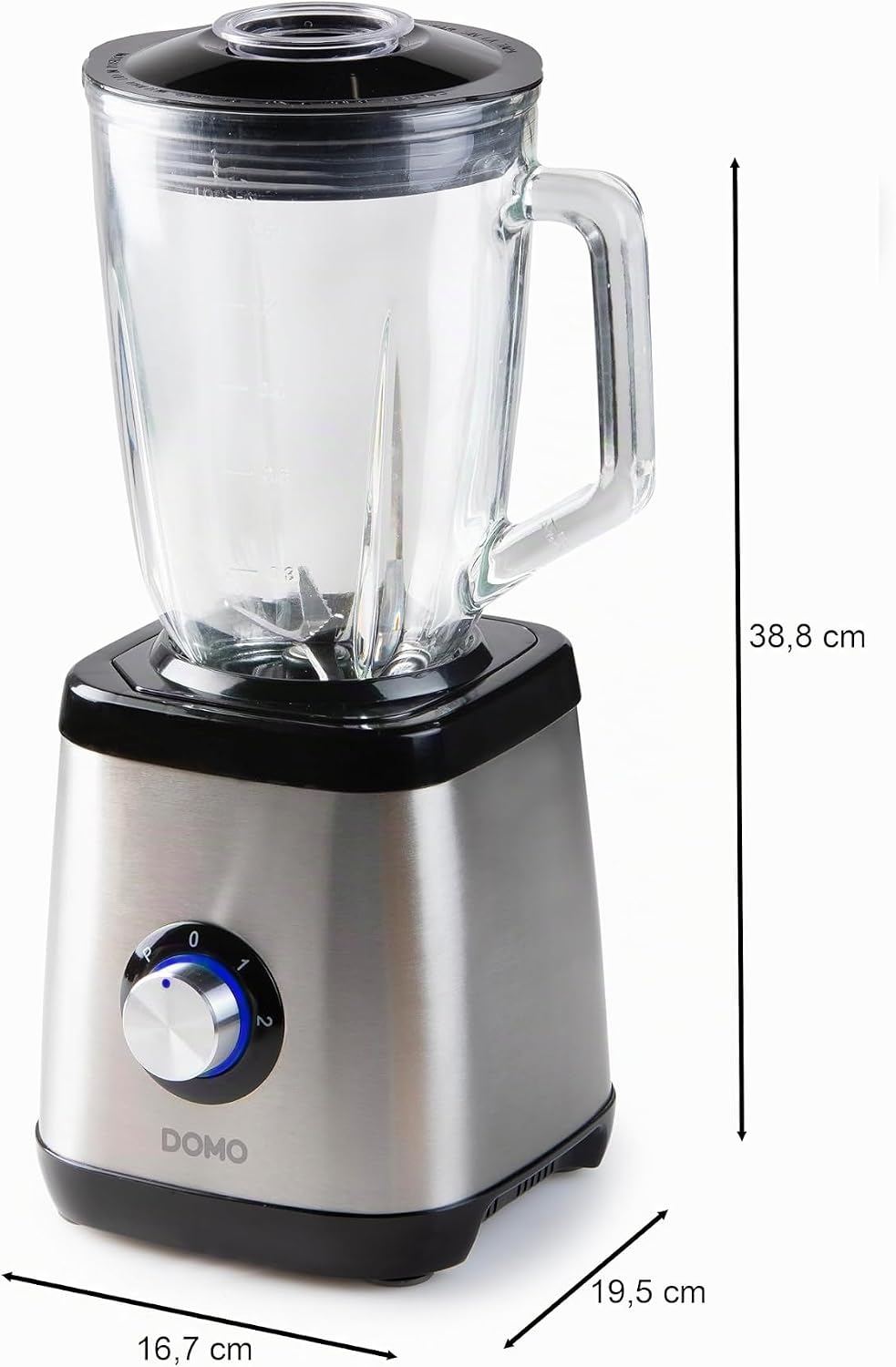 DOMO DO1133BL Standmixer Edelstahl - Geeignet zum Mixen, Blenden, Zerkleinern und Eis crushen - Puls