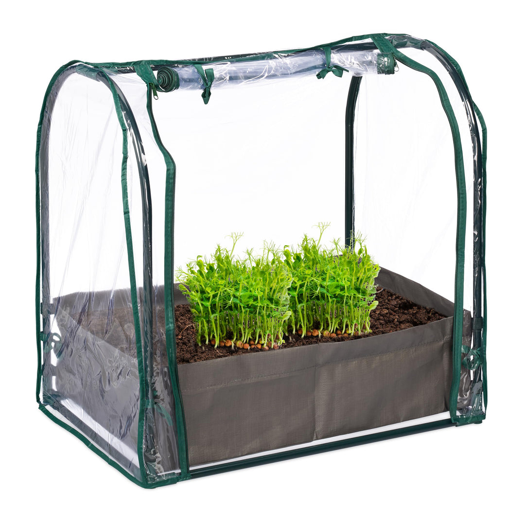 Relaxdays Frühbeet, Pflanzsack, HBT: 70x68x50 cm, PVC-Folie, Stahl, Tür mit Reissverschluss, Anzucht