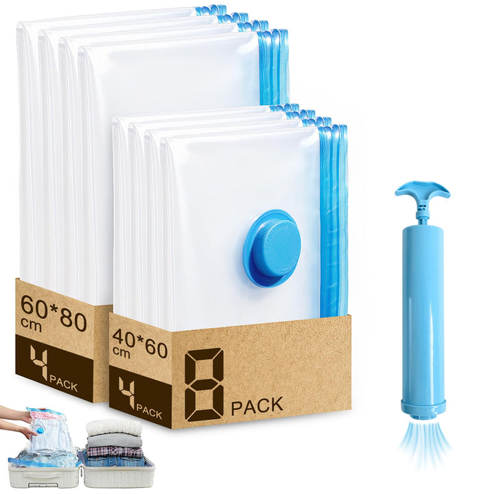 Vakuumbeutel 8 Stück 4 Gross 80x60cm + 4 Kleine 60x40cm, Platzsparend Vacuum Bags, PA & PE Material,