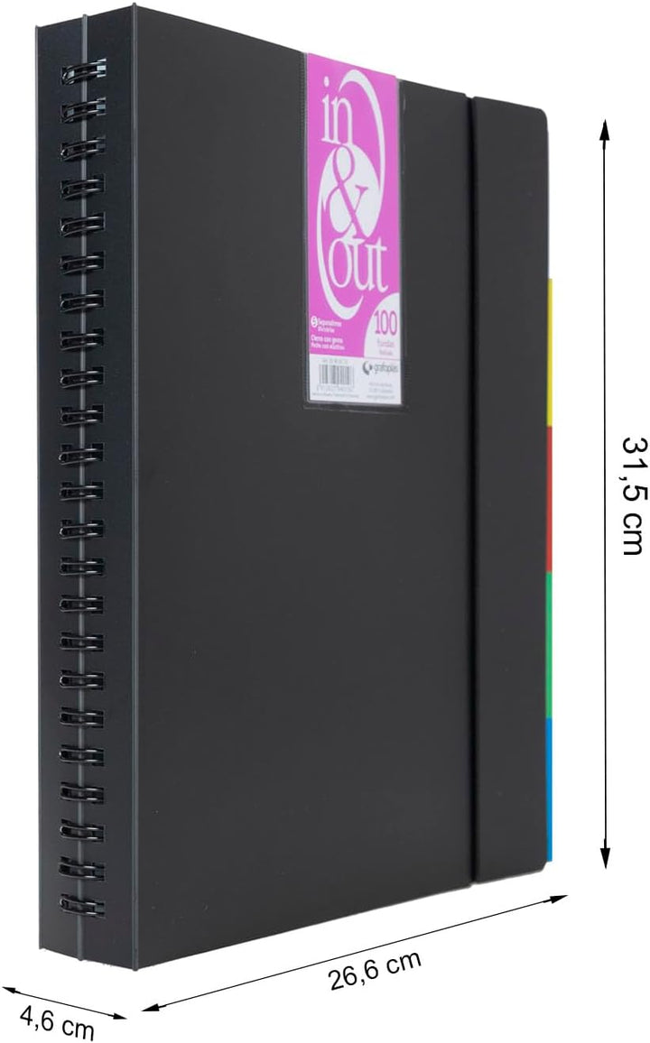 Grafoplas 39409010 – Ordner, 100 herausnehmbaren Hüllen, in & Out-System A4