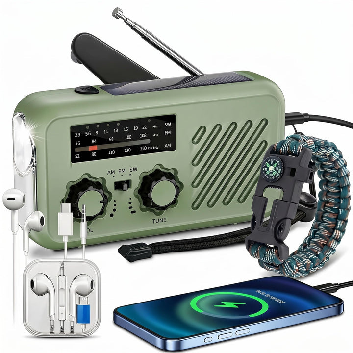 Notfall Radio, 3-Wege-Laden Emergency Radios,2000mAh Profi-Überlebensradio 3-Wege-Ladung (Solar/Hand