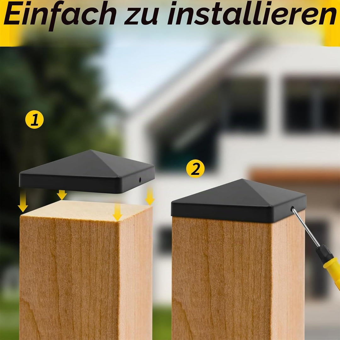 Pfostenkappen 10 Stück, 10x10cm Zaun Pfosten Kappen, Quadratische Wetterfeste Pfostenkappen, Pfosten