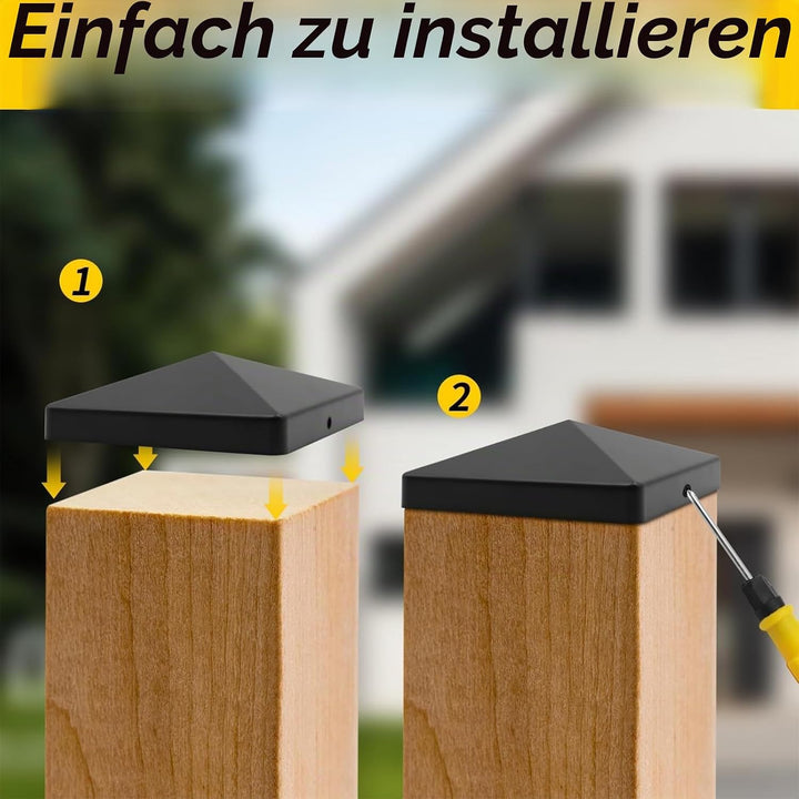 Pfostenkappen 10 Stück, 10x10cm Zaun Pfosten Kappen, Quadratische Wetterfeste Pfostenkappen, Pfosten