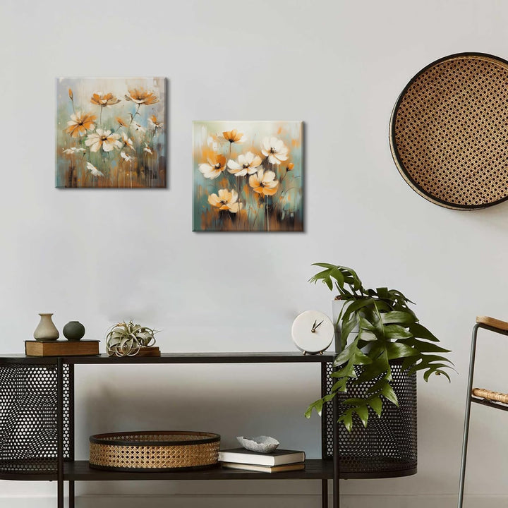 Piy Painting 3Teilig Abstrakt Floral Wandbilder Wohnzimmer Wildblumen Pflanzen Leinwand Bilder Schme