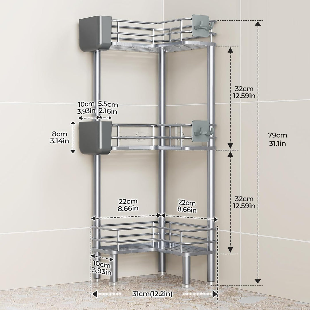 Orimade 3 Stück Duschregal Stehend,Ecke Duschablage Freistehende, Duschablage ohne Bohren für Badezi
