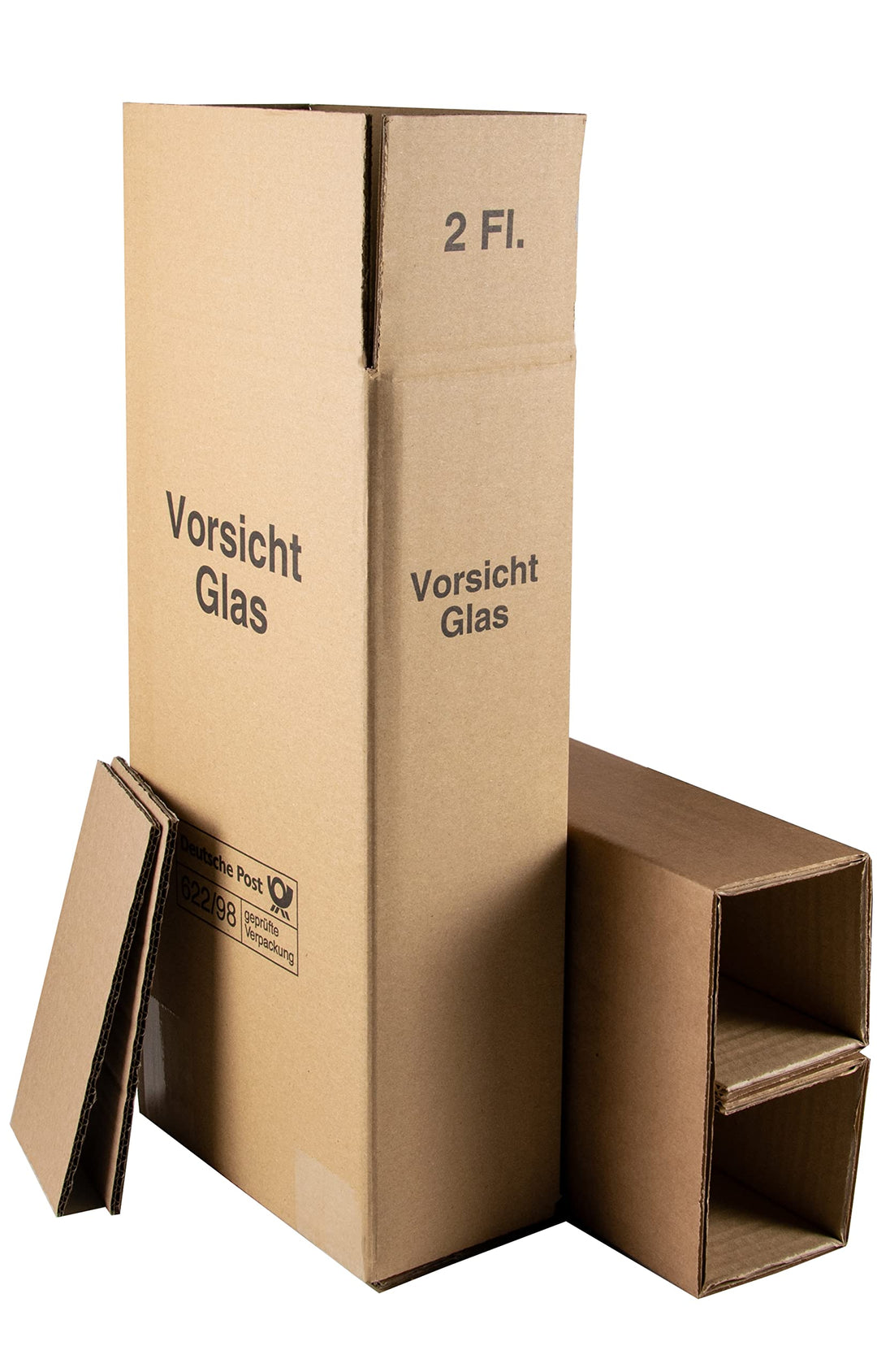 5x Wein Versandkarton 2er DHL/UPS geprüft für 2 Flaschen (Umkarton, Hülse, 1 Deckel) 5 x 2er, 5 x 2e
