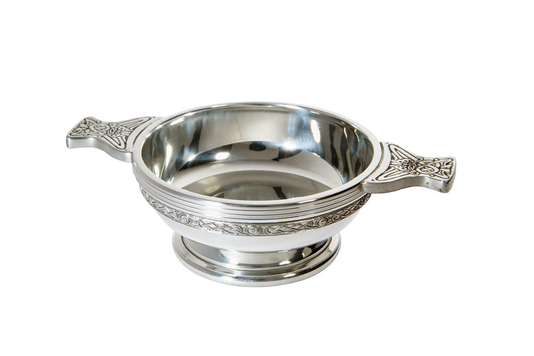 Wentworth Pewter - Mittelgrosse Keltische Band Zinn Quaich Whisky Probierschale Loving Cup Burns Nig