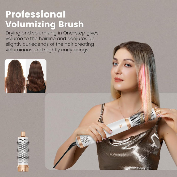 Hairstyler 5 in 1 Hair Styler Set, Haarstyler mit Luft Lockenstab Föhn Thermal Brush Glättbürste, Mu