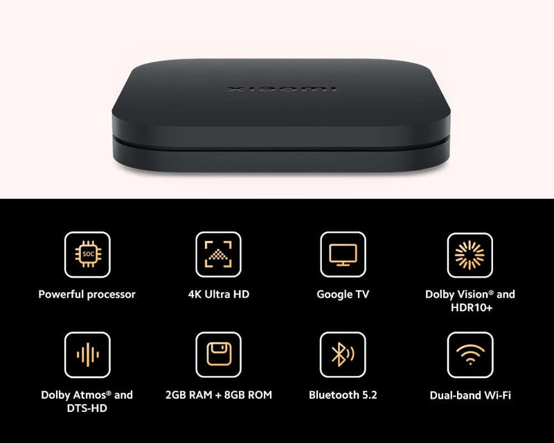 Xiaomi TV Box S (2nd Gen) 4K Ultra HD Streaming Media Player, 2GB RAM + 8GB ROM mit IR-Fernbedienung