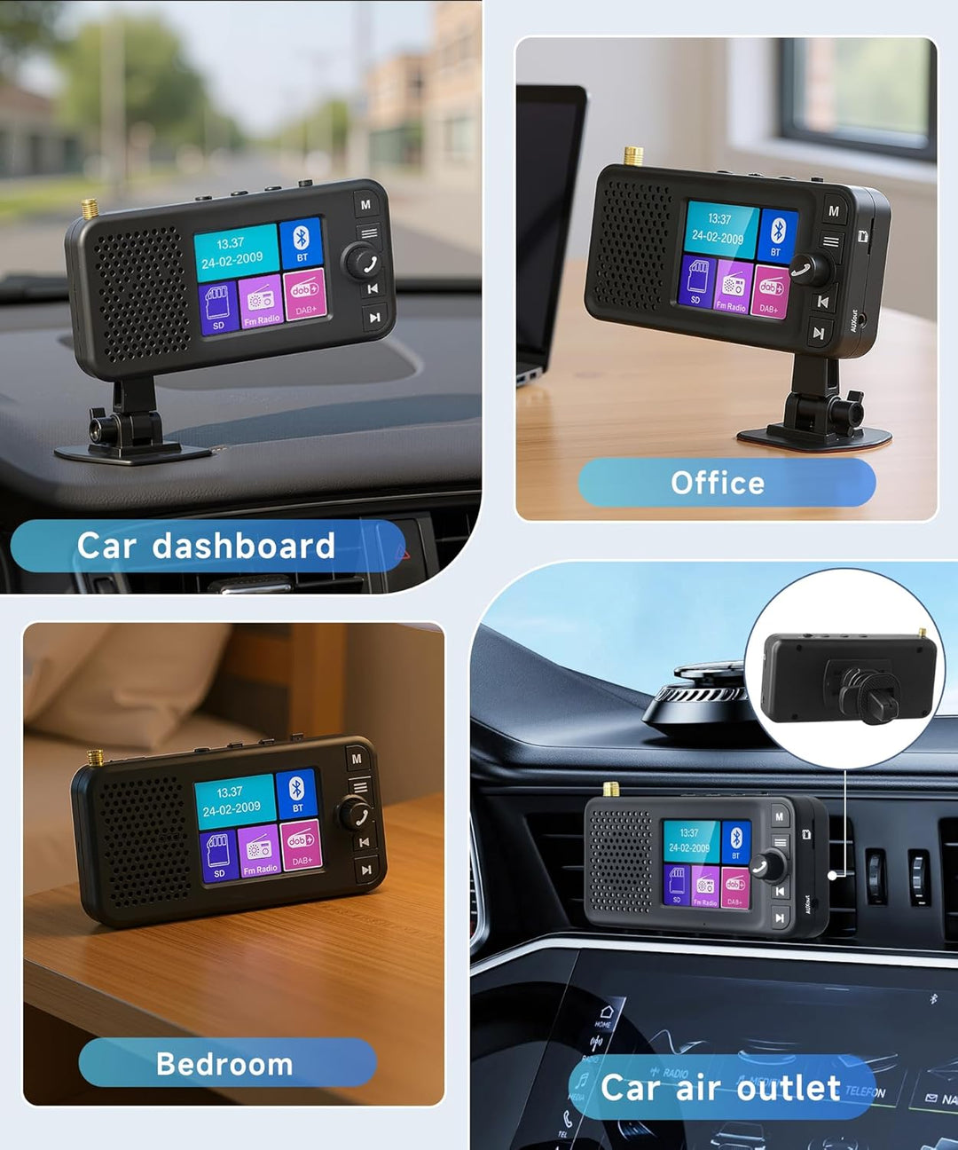DAB+ Digitalradio mit Bluetooth und 1500mAh Wiederaufladbare Batterie, Tragbares Digitalradio mit 2,