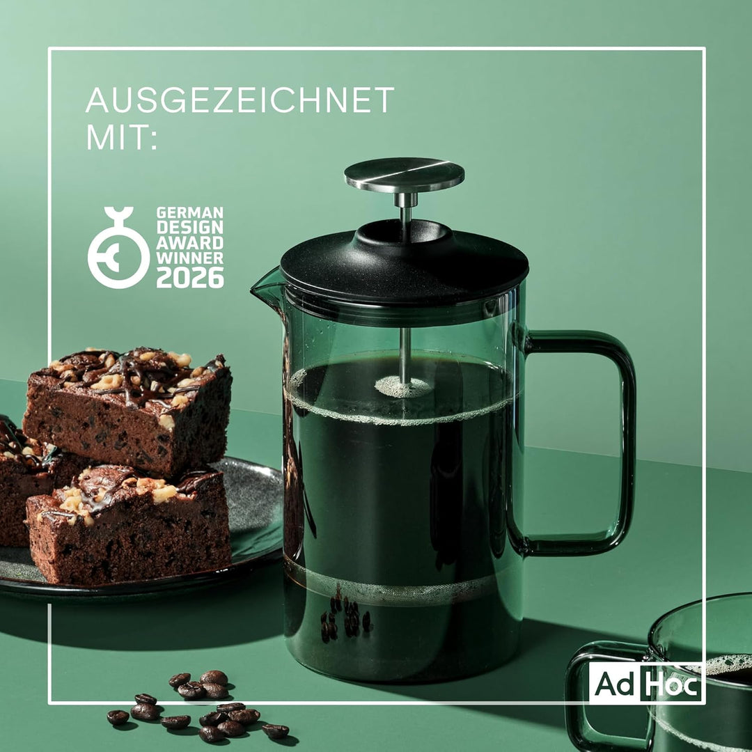 AdHoc MC80 French-Press-Kaffeebereiter Impact | 600 ml | Mundgeblasenes Borosilikatglas & Edelstahlf