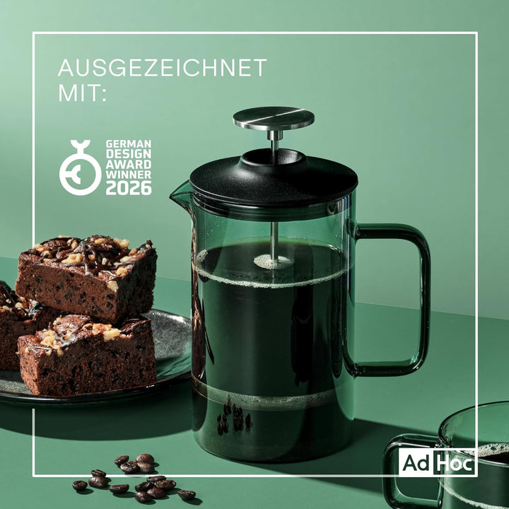 AdHoc MC80 French-Press-Kaffeebereiter Impact | 600 ml | Mundgeblasenes Borosilikatglas & Edelstahlf
