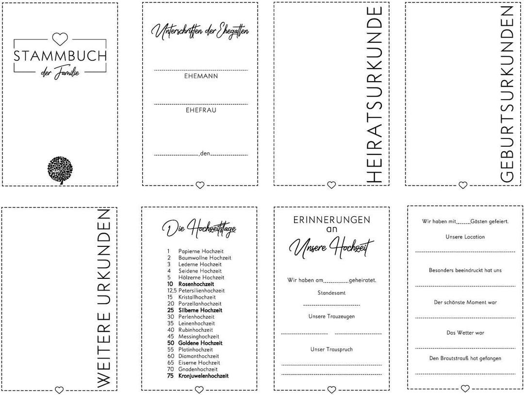 Hochzeitideal Stammbuch der Familie Familienstammbuch Holzcover inkl. Lasergravur (Serie Geometric)