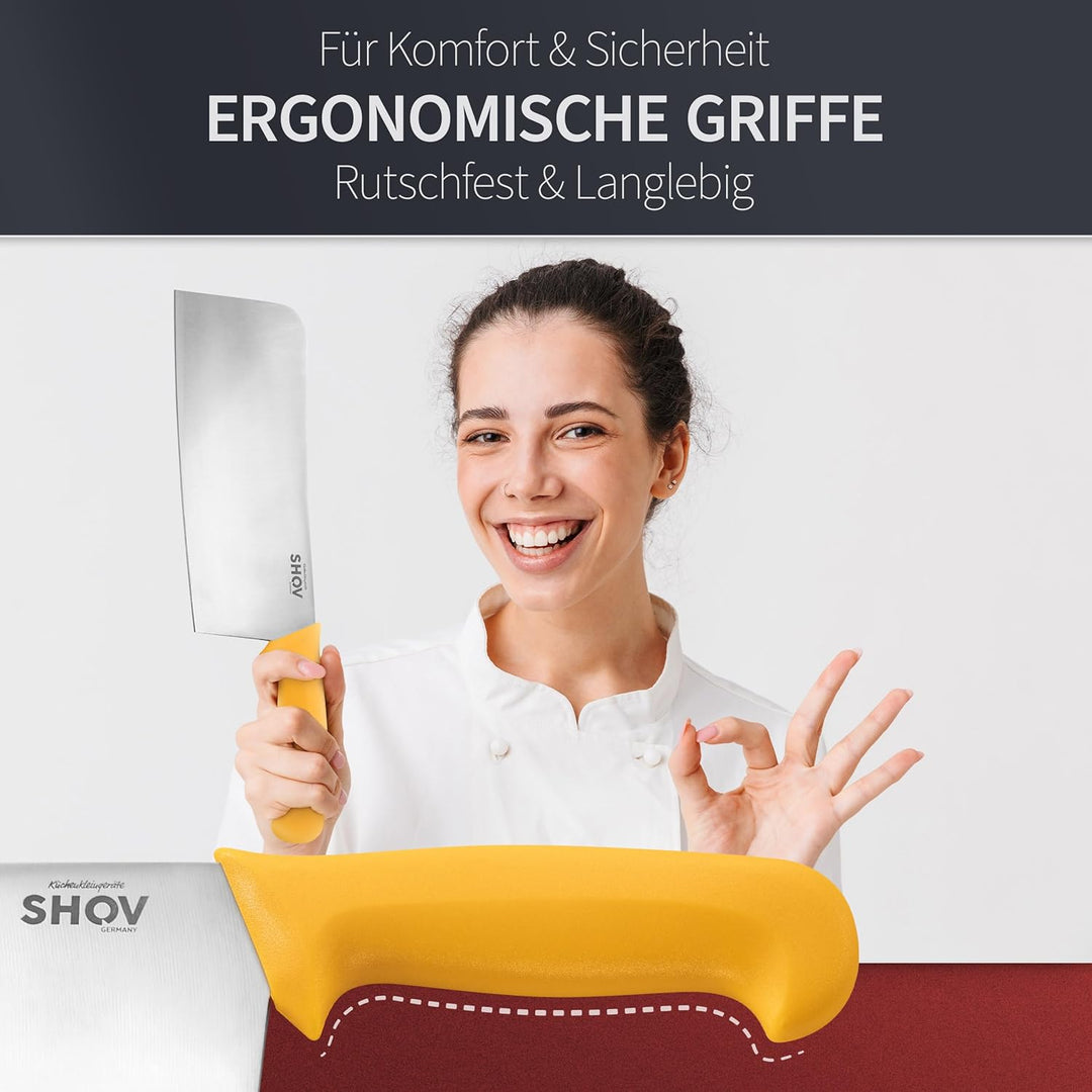 Shov Küchenmesser Set – Premiumqualität | Profi Küchenmesser | Kochmesser Set | Fleischmesser | Ausb