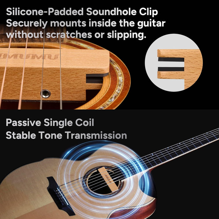 AMUMU NEO-SP31 passiver Neodym-Magnet-Schallloch-Tonabnehmer für Stahlsaiten-Akustikgitarren, Einzel