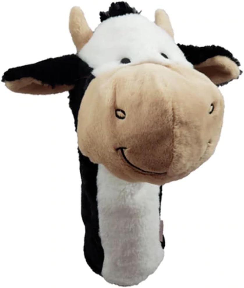Daphne's Golfschlägerhaube mit Tiermotiv, Motiv: Happy Cow, Schwarz / Weiss