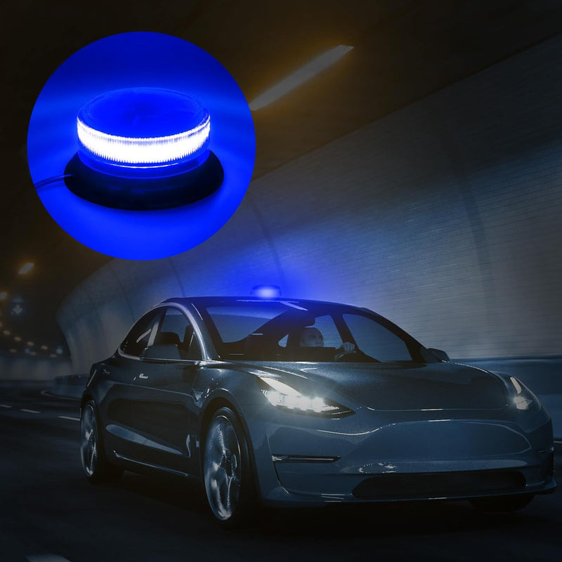 Dinfu Blaulicht Auto, Blau LED Rundumleuchte Auto Blitzleuchten Magnetfuss LED Rundumleuchte Blinkle