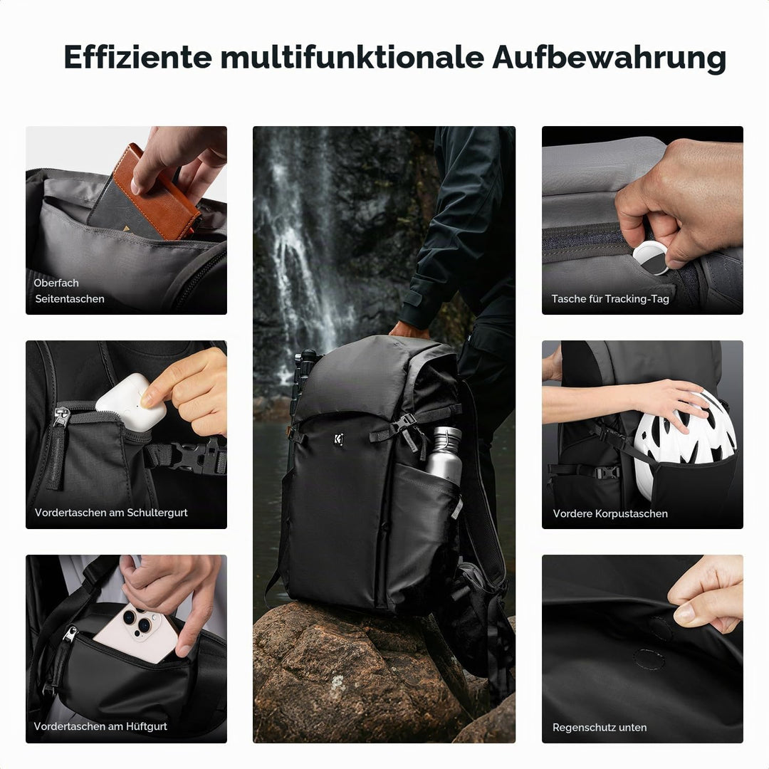 K&amp;F Concept Kamerarucksack 30L, Professionelle Grosse Fotorucksack, Camera Backpack Wasserdicht, Rei