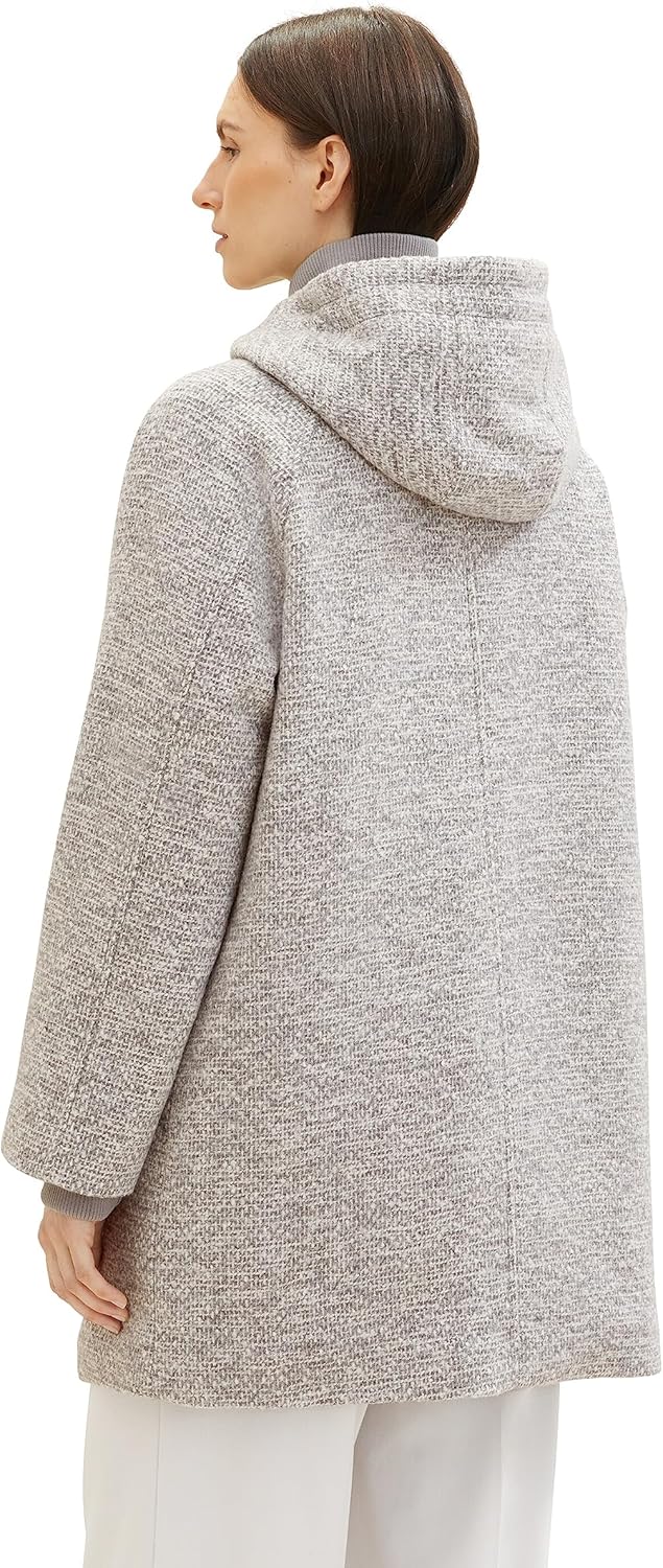 TOM TAILOR Damen Mantel mit Kapuze M 30285 - Grey Structure, M 30285 - Grey Structure