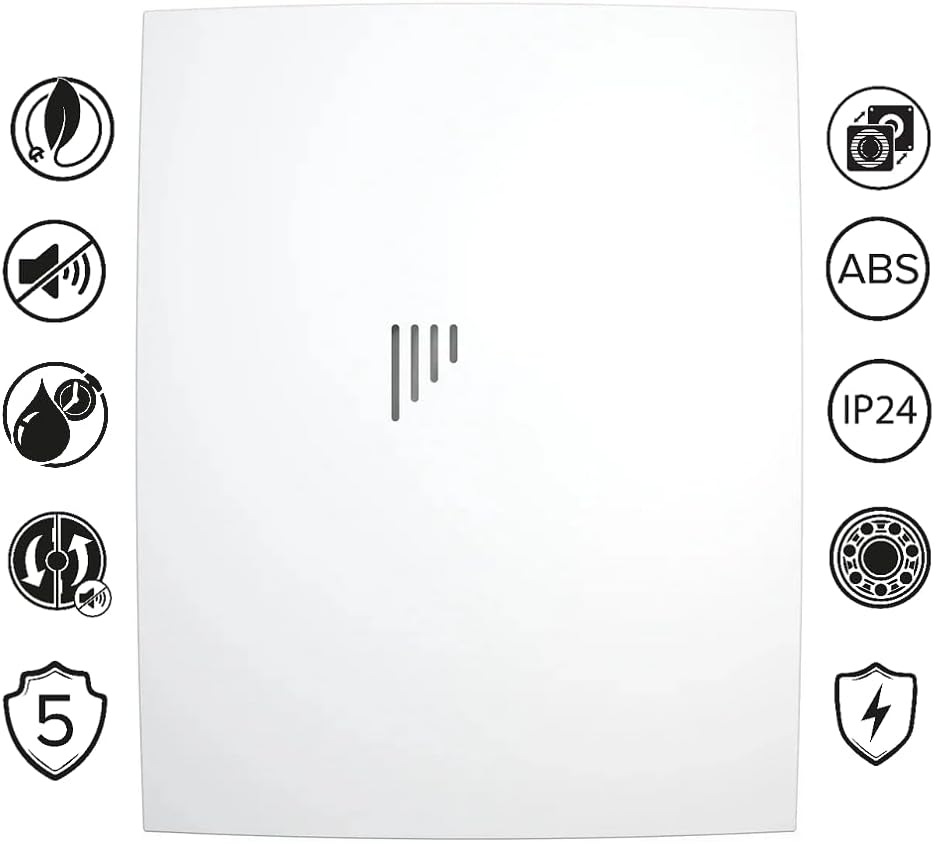 Vlano WING 100/125 TH Badlüfter mit Feuchtigkeitssensor und Nachlauf, 100 mm, 125 mm, 90/165 m³/h, G