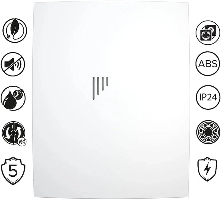 Vlano WING 100/125 TH Badlüfter mit Feuchtigkeitssensor und Nachlauf, 100 mm, 125 mm, 90/165 m³/h, G