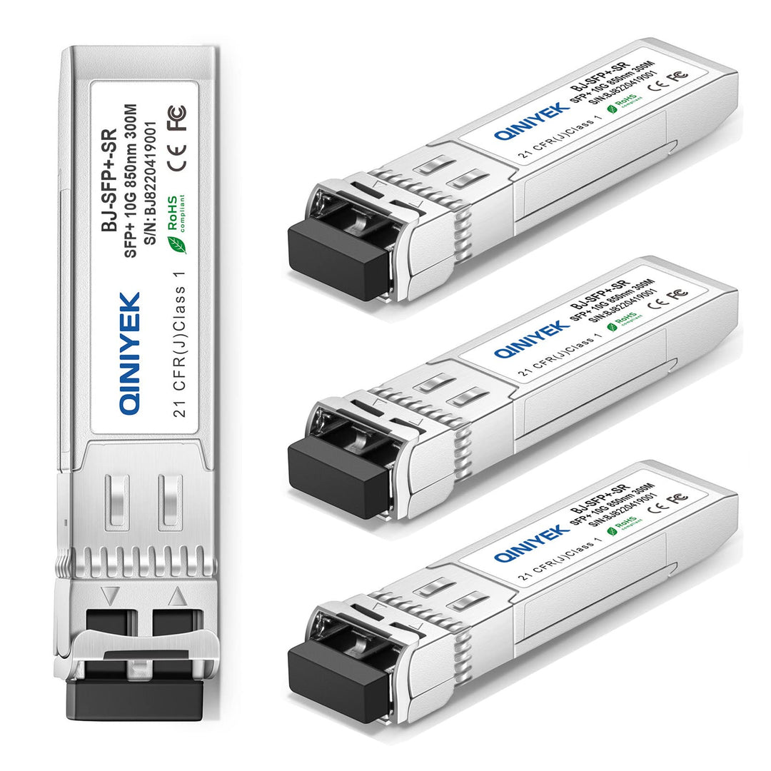 QINIYEK 10GBase-SR SFP+ Transceiver, 10G Multimode SFP+ LC-Modul, 850 nm MMF, bis zu 300 m, kompatib