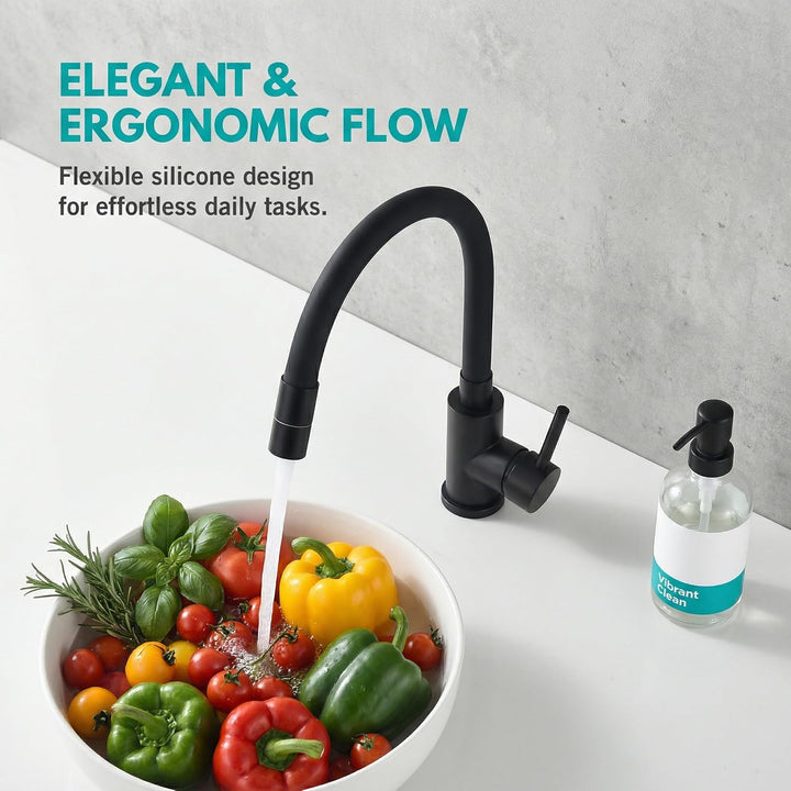 Flexibler Wasserhahn Küche Schwarz, Fandipitous Küchenarmatur Edelstahl mit 2 Strahlarten, Hochdruck