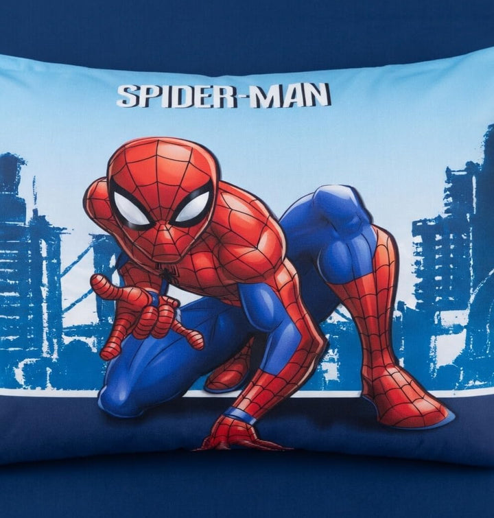 Jerry Fabrics Kinder Bettwäsche Set Wendebettwäsche Spider-Man City Spinnen Netze blau, Bezug Bettde