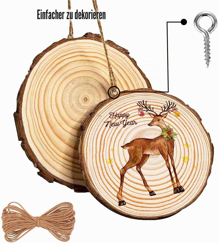 Huhemy Holzscheiben 12 Stücke 14-15 cm,1cm Dicke,Ungebohrte Baumscheiben ohne Loch,Unvollendete Holz