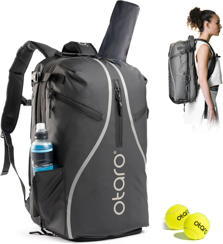 Otaro Tennisrucksack mit Schuhfach (Für 2 Tennisschläger) Inkl. Separierten Schuhfach & Schlägerschu