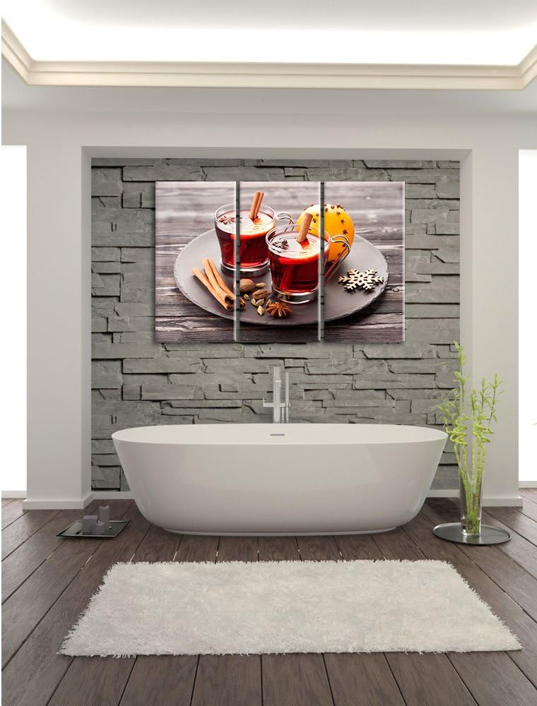 Pixxprint Aromatischer Glühwein mit Zimt 3-Teiler Leinwandbild 120x80 Bild auf Leinwand