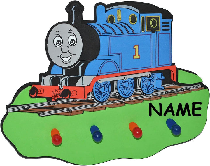 3-D Kindergarderobe - Thomas die Lokomotive - mit 4 Kleiderhaken Moosgummi - Garderobenhaken Wandhak