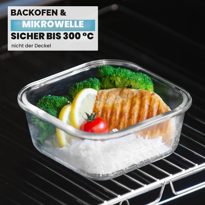 Igluu Meal Prep - Stapelbare quadratische Behälter aus Glas (3 Stück) – BPA-freie auslaufsicherer, l