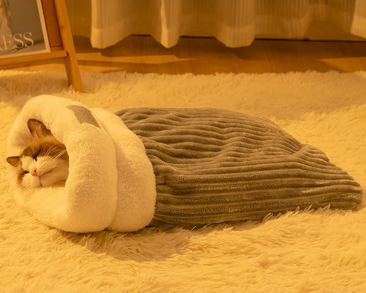 Selbstwärmender Grosser Katzenschlafsack und Winterschlafsack für Hunde, 360° winddicht, Haustiernes