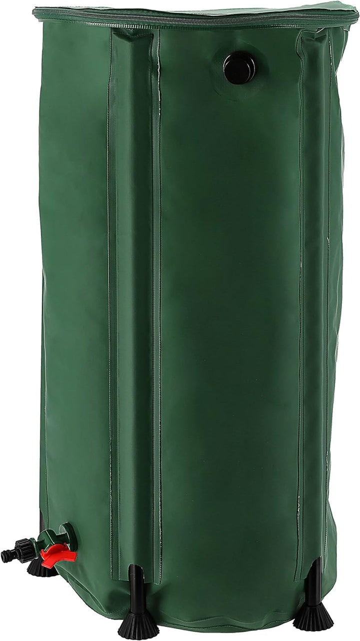 Regentonne faltbar mit Deckel und Zapfhahn | 100 Liter 41x75x71cm grün PVC | Gartenzubehör Zisterne