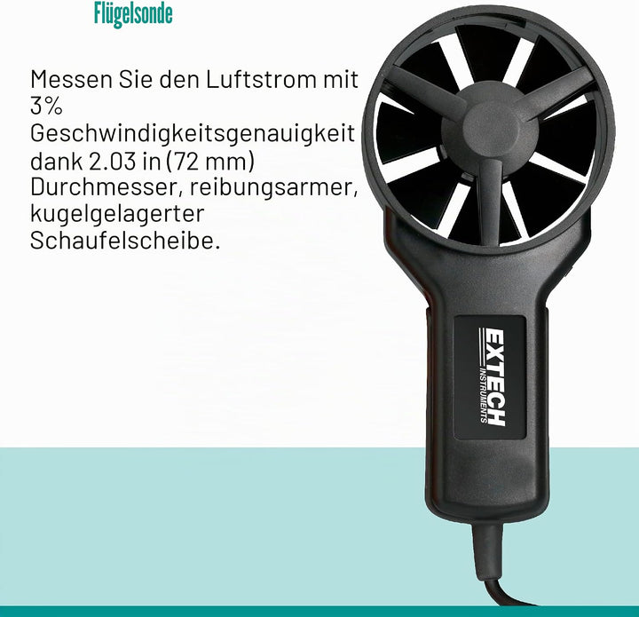 EXTECH CFM/CMM Mini-Thermo-Anemometer, 1 Stück, AN100