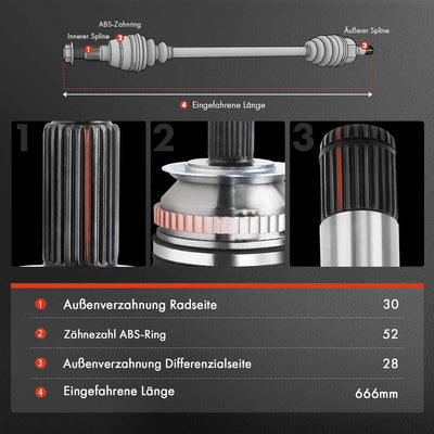 Frankberg Antriebswelle Vorne Links Schaltgetriebe Kompatibel mit Santa Fé II CM 2.0L-2.2L 2006-2012