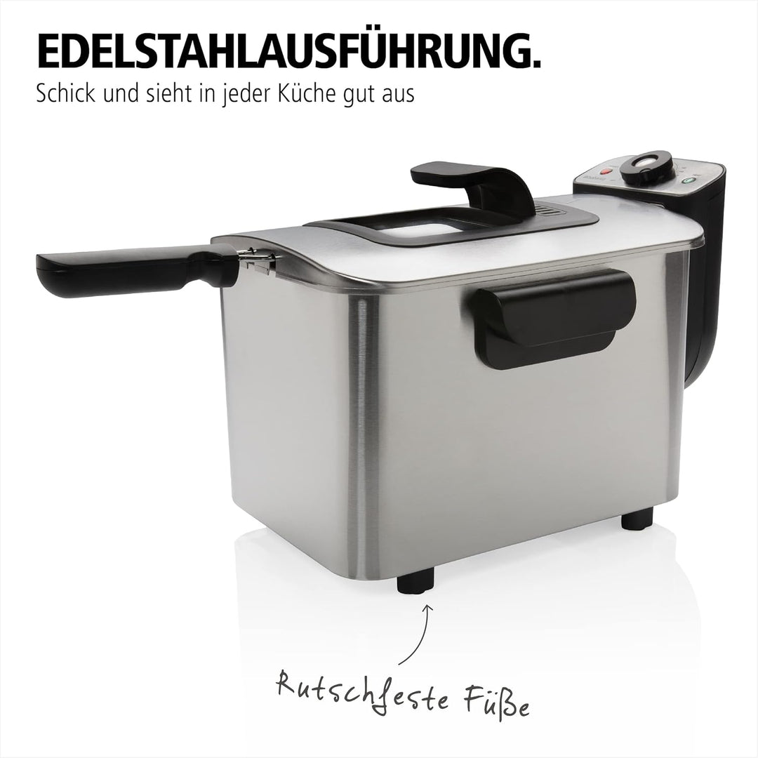 Brabantia BBEK1130 Fritteuse - Friteuse mit öl - 4 Liter - 2200 Watt - Kaltzone - Einstellbare Tempe