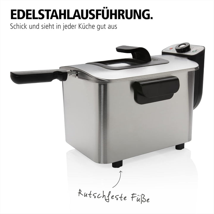 Brabantia BBEK1130 Fritteuse - Friteuse mit öl - 4 Liter - 2200 Watt - Kaltzone - Einstellbare Tempe